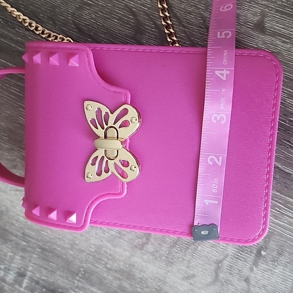 NEW! Barbie Pink Jelly Gold Butterfly Twist Lock Studded Crossbody Bag - Picture 7 of 9